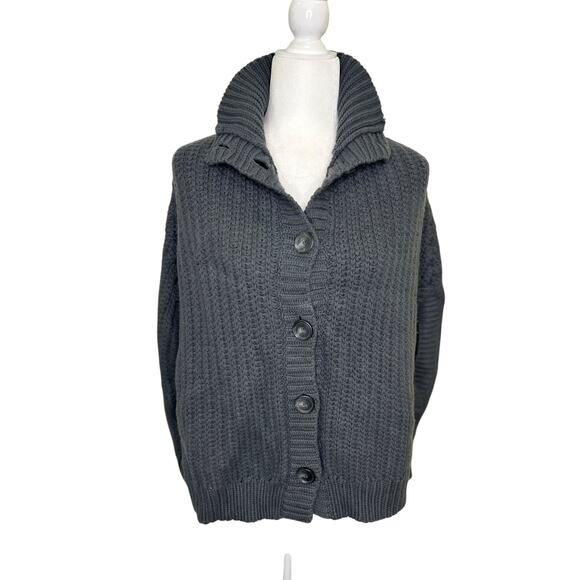 Theory Sweaters - Theory Charcoal Gray Wool Cashmere High Neck Sweater Shrug Poncho One Size